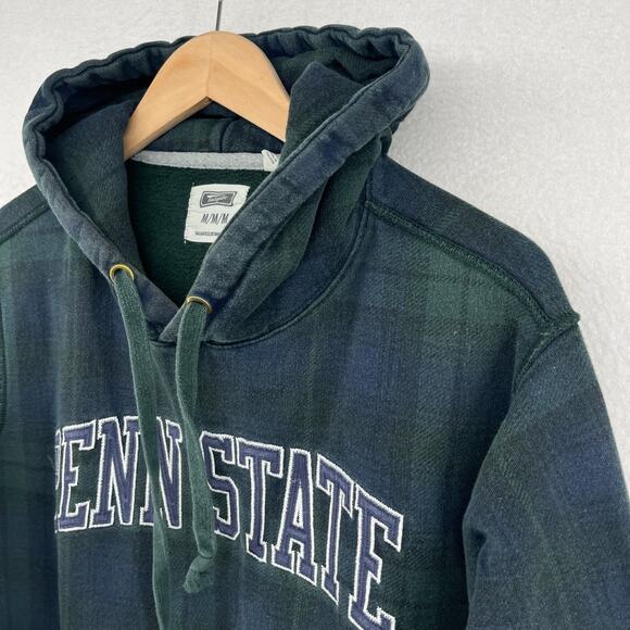 PENN STATE Hoodie Adult M NITTANY LIONS PSU Sweatshirt Blackwatch Plaid Green - Picture 6 of 15